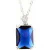 Rizilia Pendente con 18 Catena & Taglio Rettangolare CZ [Simulata Zaffiro Blu] in Placcato in Oro Bianco, Semplice Ed Elegante Moderno