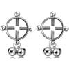 Niaspi 2 anelli rotondi per capezzoli finti per le donne in acciaio inossidabile minimalista punk non piercing anelli per capezzoli argento palla campana goccia pendente regolabile falso capezzolo