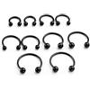JSDDE 10pcs 16G Acciaio Inox Ferro di Cavallo Naso Anello Cerchio Circolare Barbell Septum Lip Piercing Cartilagine Orecchini 6mm-14mm, Acciaio inossidabile