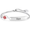 LSxAB Braccialetto con scritta in lingua inglese Heart Medical Alert ID, per donne e ragazze, braccialetto di pronto soccorso in acciaio inox,, Acciaio inossidabile, Nessuna pietra preziosa