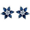 Rizilia [RIZILIA FIORIRE] Perno Orecchini Traforati Con Marquise Taglio Rotondo CZ [Simulata Zaffiro Blu] In Placcato In Oro Bianco, Semplice Ed Elegante Moderno