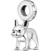 Mon & Sons Ciondolo a forma di bulldog, cucciolo di cane francese, in argento Sterling 925, compatibile con braccialetti Pandora