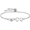 HEYEJET Regali di Compleanno per Donne Braccialetto in Argento con Cuore Infinito 7°-100° per Ragazze Numero Fortunato Regali di Compleanno per Lei Catena Tennis Regolabile, Regolabile, Non pietra