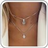Cybche, Collana girocollo a strati con ciondolo a forma di occhio malvagio, mano di Hamsa dorata, ciondolo con occhio blu turco, collane con ciondolo a occhio malvagio, incastonato in catena a scatola