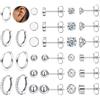 JeweBella Orecchini Acciaio Chirurgico Donna Piccoli a Cerchio Argento Set Opale Zirconia per Piercing Multipli Anallergici Cartilagine Orecchio per Donna Uomo