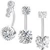 Gojewen Lungo piercing ombelico acciaio chirurgico 12mm 14mm piercing ombelico 14G Argento Oro Cuore di cristallo Gioielli per piercing ombelico