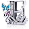 MUERDOU Charm in argento con lettera iniziale a forma di farfalla, per braccialetti Pandora, ciondoli fai da te, regali per donne