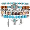 MILAKOO 5 Pezzi Heishi Stretch Bracciale Occidentale Cowboy Gioielli Bohemien per line di Pietra Turchese Bracciali per le Donne