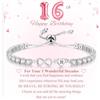 VEEDOFA Bracciale tennis da donna in argento Sterling con cuore infinito, ipoallergenico, regolabile, idea regalo per 30°, 40°, 50°, 60° compleanno, con biglietto per mamma, nonna, 7 inches, Argento