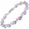 Rizilia Taglio Rotondo Simulata Zaffiro Rosa CZ 18K Placcato Oro Bracciale Tennis, [18cm/7inch]