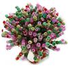 Avalaya Anello elastico con perline di vetro multicolore, diametro 45 mm, colore: verde/rosa/ambra, taglia M, Misura unica, Vetro