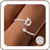 Maynor A-Z Anello con lettere in argento 925 da donna con zirconi cubici impermeabili - Anello regolabile da 50 a 60 pollici anello iniziale gioielli, Einheitsgröße, Metallo non prezioso