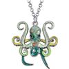 YAYAKO Collana di Squali Smaltati Ciondolo in Lega di Zinco Delfino Balena Polpo Medusa Regali Estivi per Donna Ragazza Gioielli dell Oceano (Polpo Verde)