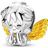 Generic M&S - Ciondolo a forma di cherubino per bambina con angelo, cupido, in oro e ala, in argento Sterling 925, compatibile con braccialetti Pandora e europei…, Metallo