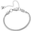 SBI Jewelry Braccialetto a catena a serpente da donna, con ciondolo a forma di perlina personalizzabile, per mamma, sorella, mamma, figlia, in acciaio inox, 17, 18, 19, 20, 21 cm, 17 cm, Acciaio