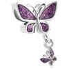 FGT Ciondoli da donna e ragazze, per bracciali, collane, ciondoli, compatibili con braccialetti Pandora, pietre portafortuna viola, blu, rosa, farfalla, Metallo non prezioso, Zirconia cubica