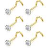 Chriscoco Titanio G23 Piercing Naso L-Shape Brillantino 3mm Cubico Zirconcio - Nostril 18G 20G Argento Oro