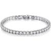 BSLVWG Bracciale da donna in argento Sterling da 4 mm, bracciale da tennis da donna S925 regolabile, braccialetto con zirconi, regalo per mamma (argento), Pietra Argento sterling, Zirconia cubica