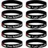 Oidea 10 braccialetti con bandiera della Palestina: braccialetti sportivi in gomma siliconica Palestina per uomo donna elastico regolabile gioielli regalo