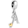 SBI Jewelry Charm da donna a forma di cuore, compatibile con braccialetti Pandora, con iniziale dell'alfabeto, gioiello da donna, Misura unica, Rame, Nessuna pietra preziosa