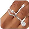 Maynor 3 Pezzi Anello in Argento Sterling 925 per Donna con Zirconia Cubica, Anelli Regolabili, Anelli Impilabili per Pollice, Set di Gioielli Nuziale Minimalista, One Size, Metallo, Zirconie