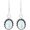 Sterling Silver Jewelry Orecchini pendenti da donna placcati in argento 925 da 3,15 ct, con pietre preziose naturali ovali, fatti a mano, Pietra di luna Placcato argento, Pietra di luna