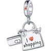 FGT Ciondolo con carta di credito I Love Shopping Bad compatibile con braccialetti Pandora, Misura unica, Rame, Nessuna pietra preziosa
