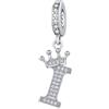 YOUFENG Jewellery Ciondolo in argento con lettera dell'alfabeto e corona, adatto per braccialetti Pandora, idea regalo per donne, Zirconia cubica