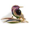 Avalaya Spilla a forma di uccellino in metallo dorato smaltato multicolore - 45 mm di diametro, Misura unica, smaltato, Diamante