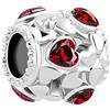 SBI Jewelry Charm a forma di cuore con pietra portafortuna bianco, verde, rosso, viola, blu, compatibile con braccialetti Pandora, per donne, regalo di compleanno, Misura unica, Rame, Nessuna pietra