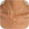 Kakonia Collana Oro Donna,Collana Oro Strato,Collana Pendente Placcata in Oro 14K,Choker Donna Gioielli Trendy Impilati