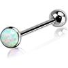 Melighting Piercing a barra per lingua in titanio 14G con opale, per capezzolo, per le donne, Titanio Opale