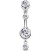OUFER 14G Pendente Piercing Ombelico Acciaio Chirurgico 316L Belly Button Ring CZ Trasparente Belly Bar 10 mm Piercing Ombelico Anello Donne Navel Bar