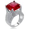 Uloveido Anello di Dichiarazione Rosso della Ragazza simulato Garnet Lab Creato Anelli di Rubino Halo Anelli graziosi di gennaio Birthstone Regali di Compleanno per Donne