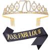 Dimetey Set di Diadema e Fascia con Strass in Oro Nero - Regalo di Compleanno per Donne - Diadema per Festa da Donna