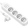 Electraline 32041 Ciabatta a 4 prese con interruttore/spina piatta, lunghezza del cavo: 1,5 m, colore: bianco
