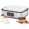 Todeco Yogurtiera Elettrica 12 Vasetti, Timer e Temperatura Regolabile | 12 vasetti con coperchi, display LCD, acciaio inox, timer 1-48 h, 25-50 °C