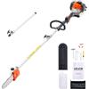VEVOR Troncatrice a Gas per Alberi a 2 Tempi da 25 cc Troncatrice a Catena per Taglio con Barra di Taglio da 20,3 cm Tagliasiepi a Batteria con Serbatoio da 650 ml Estensibile da 2 a 2,74 m