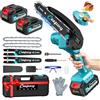 CEEPUY Mini motosega a batteria 2x4000 mAh, 6 pollici motosega elettrica senza fili con iniettore di olio e catena di ricambio, adatta per potatura di alberi da giardino (880W)