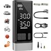 EBOSSOM Compressore Aria Portatile Auto, Compressore 10,3Bar, Pompa D'aria Multifunzione a Motore Bicilindrico Con 2500 mAh, Kit Di Emergenza per Veicoli Grandi, Pick-up, Motori. Con Illuminazione Led