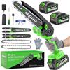 CEEPUY 8 Pollici Mini Motosega a Batteria 2x4000mAh, 880W Motosega Elettrica a Batteria, Sega Elettrica per Potatura con Pompetta Olio per Il Taglio Del Legno Giardini