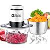 Kitchen in the box Tritatutto 2L con 2 Ciotole,Tritatutto da Cucina Elettrico con 2 Set di 4 Lame in Acciaio inox,Tritatutto Elettrico a 2 Velocità per Verdure,Carne,Frutta Secca,400W(Bianco)