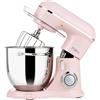 Kitchen in the box Fab by Kitchen in the box Impastatrice Planetaria, 6L Planetaria Professionale 1300W, 10 Velocità con Uncino Impastatore, Mescolatore e Frusta Sbattitrice (Rosa)