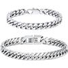 flintronic Bracciale Uomo a Catena Grossa Robusta， Bracciale Donna Uomo, Braccialetto Catena in Acciaio Inox, 19 cm, Regalo Perfetto