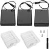 KUOQIY 3 Pezzi 4x AA 6V Supporto Batteria con Interruttore On/Off e Coperchio, KUOQIY 6V Custodia per Batterie AA in Plastica con Spina CC 2.1x5.5 mm, AA Porta Batterie con Custodia Batteria in Plastica