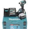 Makita TD001GD201 - Avvitatore a percussione a batteria, 40 V, max. 2,5 Ah, 2 batterie + caricatore in petrolio MAKPAC
