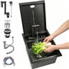 OMGMTSTORE Lavello Workstation da Cucina 45x35 cm, Lavello Workstation Nascosto in Acciaio Inox 304 con Coperchio e Rubinetto Pieghevole a 360°, Lavello Sottotop a Vasca Singola per Cucina, Bar e Camper