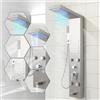 ISOISL Pannello doccia con rubinetto, pannello doccia in acciaio inox, 5 funzioni con doccia a LED a pioggia e cascata, doccetta a mano, ugelli massaggianti e beccuccio per vasca da bagno, pannelli