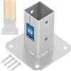 KOTARBAU® Fissaggio Pali Legno - Supporto per Pali in Legno - da Avvitare - Acciaio Zincato - 50 x 50 mm - Argento - Staffa Travi - da Giardino - Supporto Palo - Resistente alla Corrosione