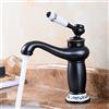 Umisu Rubinetto miscelatore vintage in ottone antico per lavello da cucina e bagno - Rubinetto per acqua fredda e calda - nero